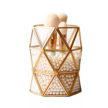 透明玻璃化妝刷眉筆粉刷口紅收納筒桶筆筒桌面整理化妝品收納盒