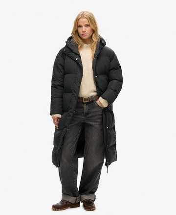 Superdry Women's Women's Hooded Longline Puffer Coat Black - Size: 16 Size: 12