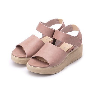 partir d'abord 寬帶魔鬼氈厚底涼鞋 粉 83211 女鞋