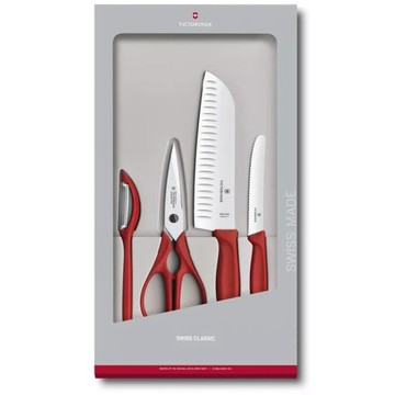【Victorinox 瑞士維氏】SWISS CLASSIC 廚具套裝，4件裝-紅( 6.7131.4G)【墊腳石】