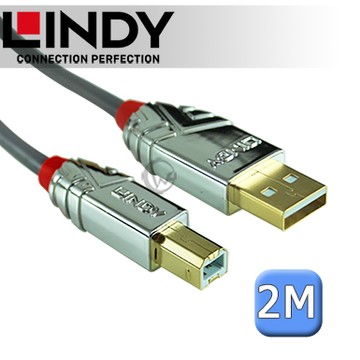 LINDY 林帝 CROMO USB2.0 Type-A/公 to Type-B/公 傳輸線 2m (36642)