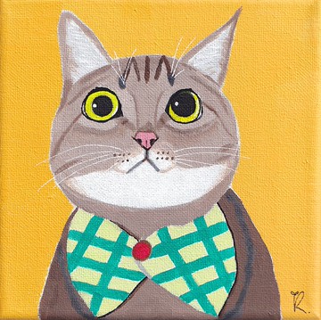 +蕊喵日常+貓咪客製畫/客製化/壓克力畫/手繪/畫布框/16x16cm