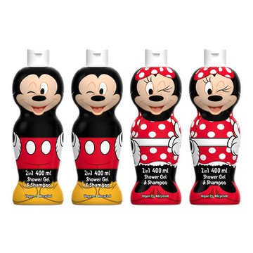 Disney  米奇/米妮 2合1 沐浴洗髮精 400ml(萌Q收藏版)-(4入各2)