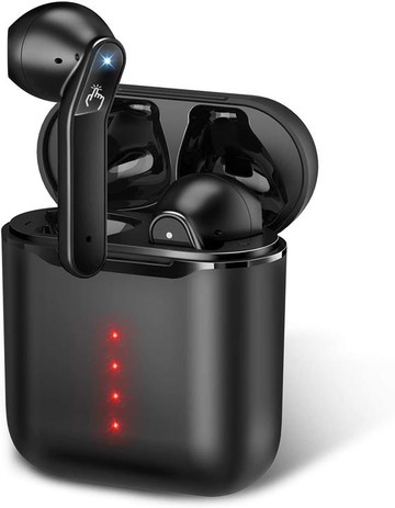 【日本代購】Bluetooth 耳機Hi-Fi 高音質 蓋瞬間配對 完全無線耳機 左右分離型超小型 帶麥克風 黑色