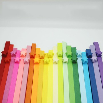 星星紙條 折紙 折五角星的紙 彩虹漸變 純色星星條