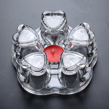 溫茶器 煮茶器 蠟燭台加熱底座煮茶爐玻璃茶具心形個性暖茶器溫茶器茶托配件簡約『XY37698』