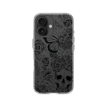 iPhone 16 Clear 透明 - Frida Kahlo - 花骨骷顱頭（素描）
