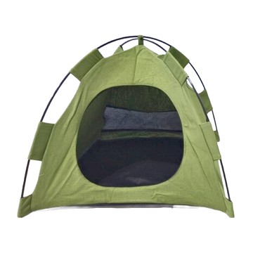 可拆洗四季可用透氣舒適寵物圓頂帳篷 坐墊長39*坐墊寬38*帳篷高37cm  小(39 x 38 x 37cm)  軍綠色  1個