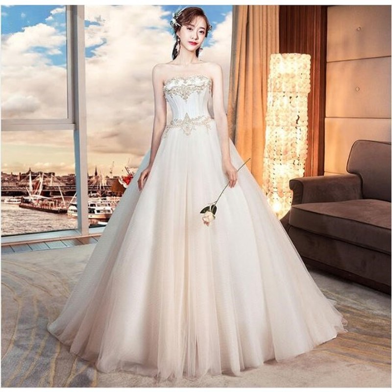 ロングトレーン ウェディングドレス 高級ウエディングドレス格安 激安お花嫁ドレス結婚式 二次会 パーディ 花嫁 通販 Lineポイント最大0 5 Get Lineショッピング