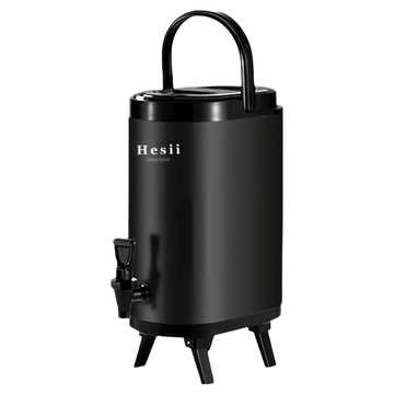 Hesii 橢圓形保溫茶桶 6L 304不鏽鋼材質  雅典黑  1個