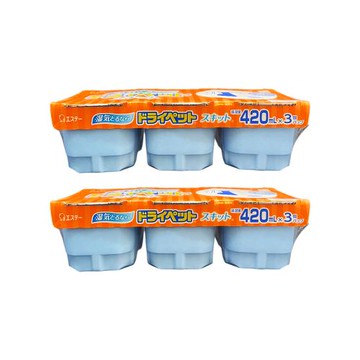 (2組超值組)日本ST雞仔牌-防潮脫臭家庭用收納櫃放置型除濕劑3盒/組-經典橘(吸濕量420ml,靜置集水盒,備長炭吸臭顆粒,大容量衣鞋櫃壁櫥去味)