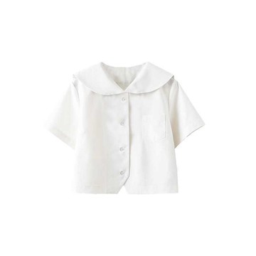 JK白無本長袖上衣襟札幌襟白色襯衫短袖款關東水手jk純色百搭基礎