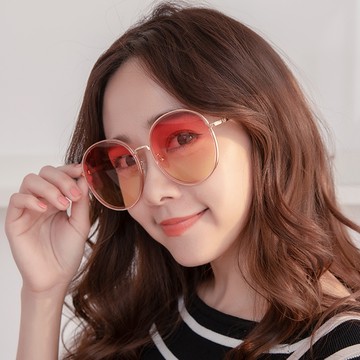 盛夏微光大圓框海洋片墨鏡【U89388】-橘黃漸層