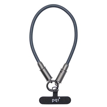 pqi 勁永 qable Type-C-C 手機掛繩兩用充電線 c120  30cm  藏青色  1條