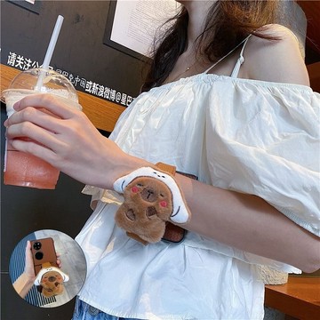 秋冬毛絨腕帶 卡皮巴拉 三星 Z Flip 7 6 5 4 3 zflip5 zflip6 防摔 手機殼 折疊屏 保護套