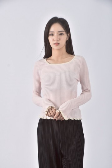 (S) majestic legon質感木耳邊日牌粉色長袖上衣