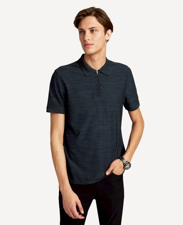 Kenneth Cole | The Zip-Up Knit Polo in NAVY, Size: MEI
