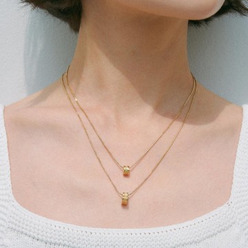 TEXTURE HEART RING NECKLACE (金色)
