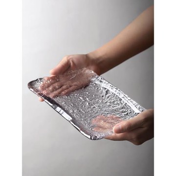 九土玻璃餐具盤子水果盤甜品茶點盤壽司平盤錘紋餐盤碟子料理盤子