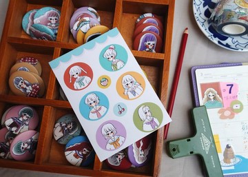 水手服少女圓彩貼