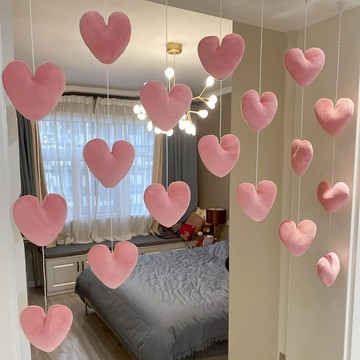 線簾愛心門簾 可愛少女心線簾 門上裝飾品 宿舍櫃臺簾 懸掛簾 室內掛件線簾 寢室隔斷簾 裝飾門簾線簾 背景牆裝飾 掛簾