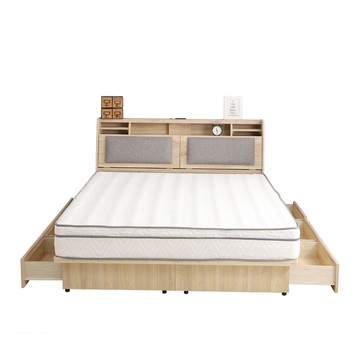 本木-陶斯 LED燈光房間三件組-雙人5尺 床墊+床頭+六抽床底雙人5尺