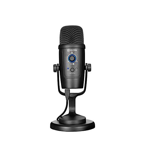 Boya BY-PM500 USB Condenser Microphone 24 Bit 48 Khz Resolution Latency-Free Monitoring with Cardioid and Omnidirectional Pickup Patterns fo