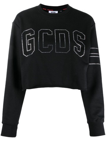 Gcds - crystal-logo cropped jumper - women - Cotton - M - Black