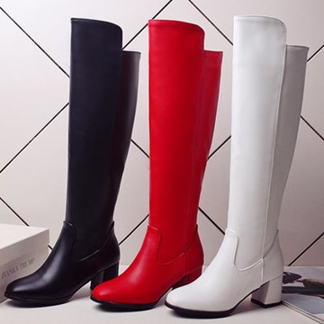 Taroko 秋冬辣妹女款內刷毛保暖側拉鍊粗跟長靴(3色可選)