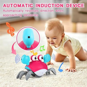 跨境自動感應螃蟹寶寶嬰兒玩具男女孩1-3歲爬行螃蟹兒童電動玩具