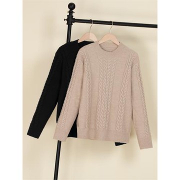 毛衣女復古麻花寬松外穿秋冬季新款純色百搭上衣慵懶風針織衫外套