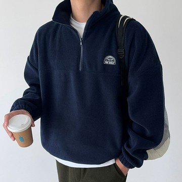 正韓保暖抓絨刺繡立領半拉鍊長袖上衣 5色 YUPPIE 預購商品 1215