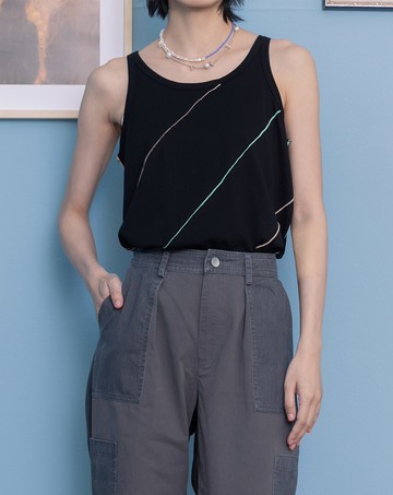 配色密拷邊竹節棉背心(兩色)