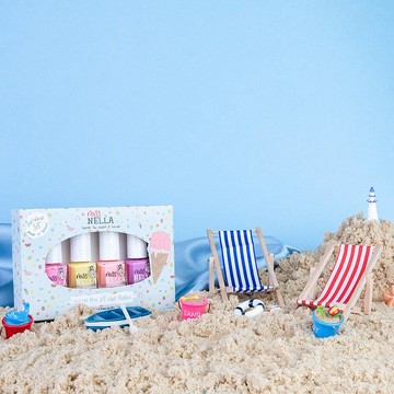 英國【Miss NELLA 】兒童水性可撕式安全指甲油-繽紛夏日4入組