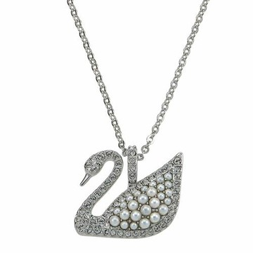 【SWAROVSKI】天鵝珍珠白鑽項鍊-銀色