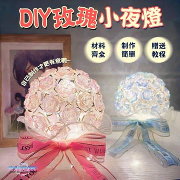 玫瑰小夜燈 手工DIY 小夜燈材料包 手工編織 簡約發光 送朋友 節日生日 手工禮物 花束小夜燈 情侶禮物 永生花小夜燈