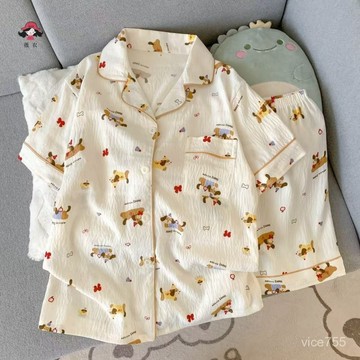 夏季薄款可愛卡通寬鬆家居服套裝 ins短袖睡衣女 套裝短袖睡衣 短袖睡衣套裝 短袖家居服 女士休閒睡衣 女生睡衣//薇衣