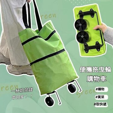 台灣發貨 高顏值 多功能買菜小拉車 大容量可折疊便攜式 帶輪手提袋 拖輪防水超市戶外 環保袋 收納袋 行李車 超市 家用
