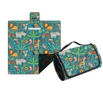 【時尚玩家】加大手繪創意野餐墊 超音波科技布料防水野餐墊總代理正品-加大200x150cm(沙灘墊 地墊 爬行墊)侏儸紀恐龍