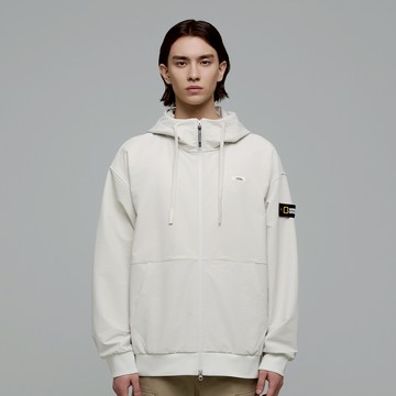 男女同款 ARCHELON 雙層刷毛全開拉鍊長袖連帽外套 - 淺米色