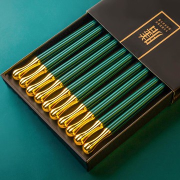 高端合金筷子家用高檔防滑防霉耐高溫不發霉歐式奢華輕奢風家庭用
