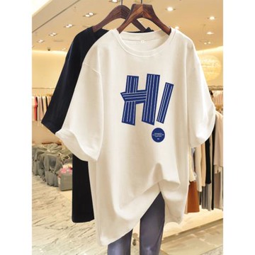 杏色t恤女短袖2026夏季新款歐貨大版寬松中長款體恤字母上衣ins潮