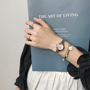 INS網紅手鏈手表女中學生氣質小巧韓版百搭鏈條小表盤細帶手鏈表