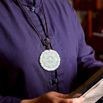 【Paiya 派亞】緬甸A貨翡翠蓮花平安牌糯種玉石吊墜男士挂件女款玉佩