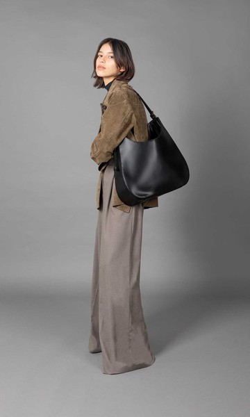 SUNNY 柔軟牛皮腋下托特包 黑色