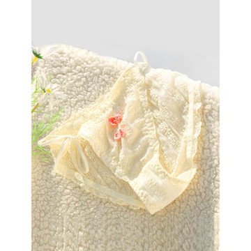 軟糯霜花~日系高叉系帶內褲女性感蕾絲高顏值甜美少女風純欲內褲