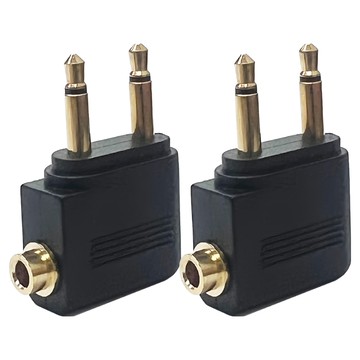 ziya 智雅科技 飛機轉接頭 一體式 飛機座椅雙耳機轉單耳機孔 黑色  3.5cm  2個