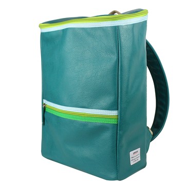 AMINAH-深綠間色方形後背包