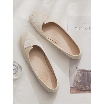 羊皮版~國風旗袍鞋春季淺口平底晚晚風溫柔配裙子法式絕美單鞋女