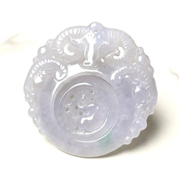 冰種飄綠花翡翠巧雕三陽開泰 | 天然緬甸玉翡翠A貨 | 送禮